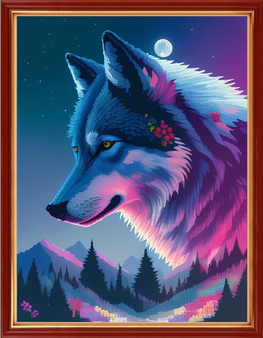 Dimensean Stamped Cross Stitch Kits Full Range of Embroidery Patterns Starter Kits for Beginners Adult or Kids DIY Cross Stitches Needlepoint Kits 11CT-Wolf King 15.7x19.7 inch