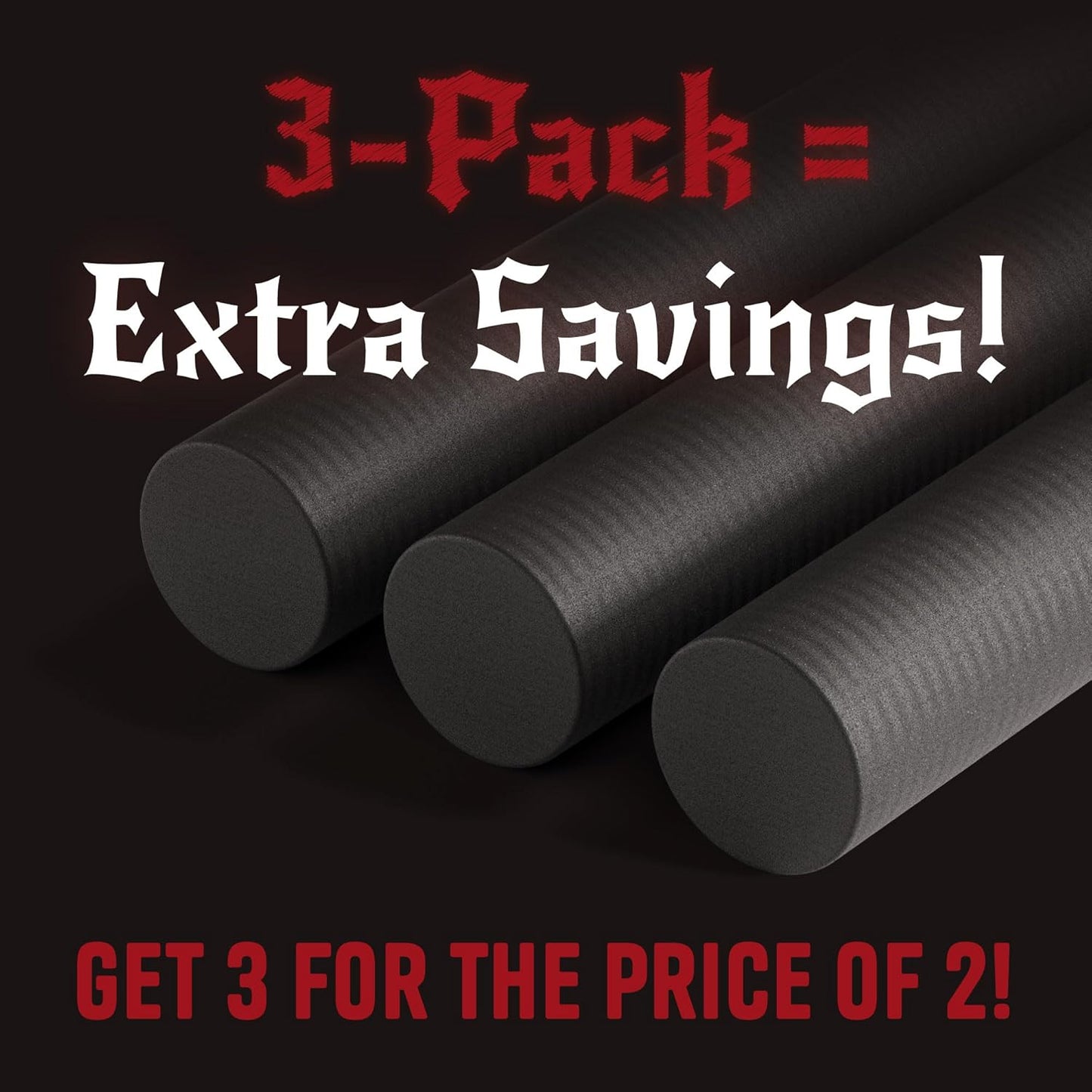 The Foamory's No Waste Full Round EVA Foam Dowels. 3 Pack 5-40mm x 1M High-Density Black Craft Foam Sticks. Pre-Cut, Paint-Ready Cosplay Trim. Time Saving, Bevel Enhances Armor, Weapons and Costumes