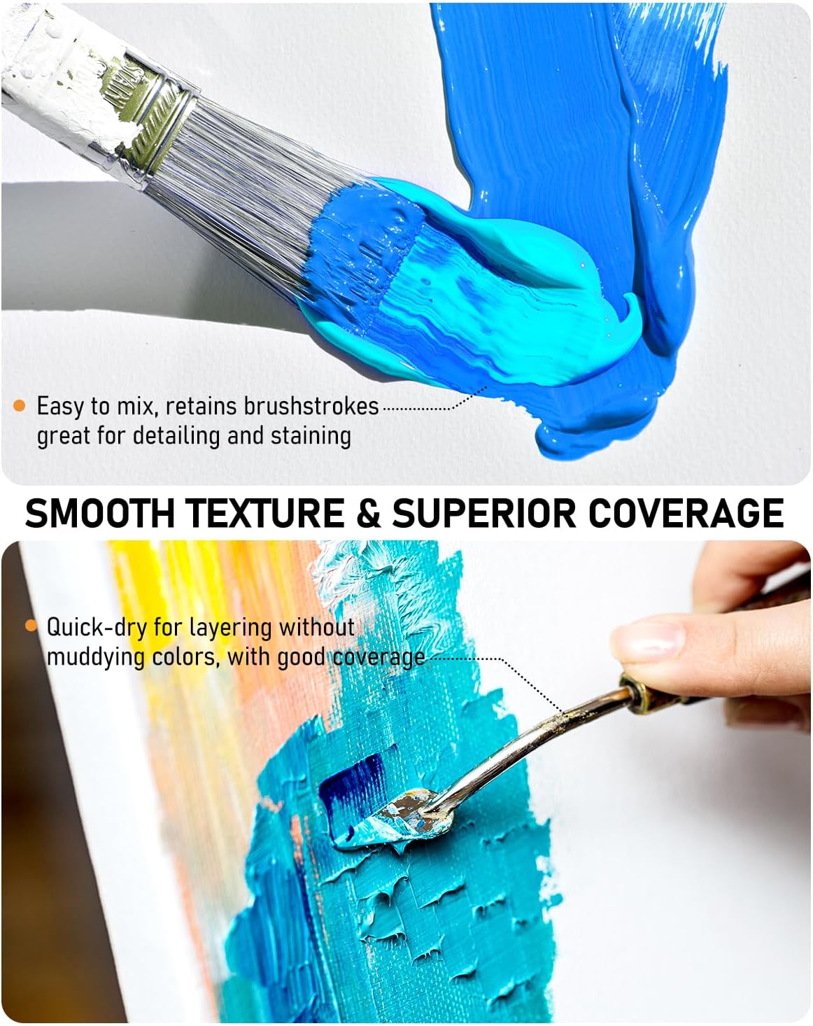 Nicpro 36 Colors Acrylic Paint Set with 12 Brushes & Palette, Non Toxic Art Supplies Kit for Fabric Painting, Canvas, Clay, Wood, Rock & Ceramic, Rich Pigments for Beginners, Students & Professional Artist (2 oz, 60 ml)