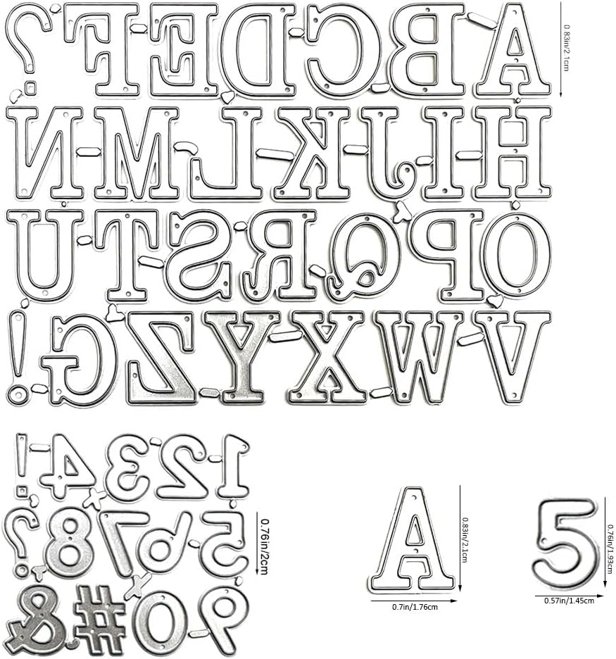 Letters and Number Metal Cutting Dies for Card Making,Uppercase Letters and Arabic Numerals Embossing Cuts Die for Scrapbook Album Decoration