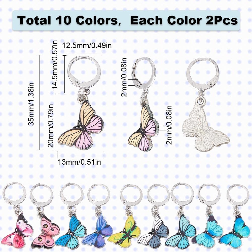 SUNNYCLUE 1 Box 20Pcs Stitch Markers Cute Butterfly Lobster Clasp Charms Crochet Stitch Marker Removable Knitting Stitch Markers Metal Crocheting Markers for Sewing Weaving Knit Threading DIY Craft
