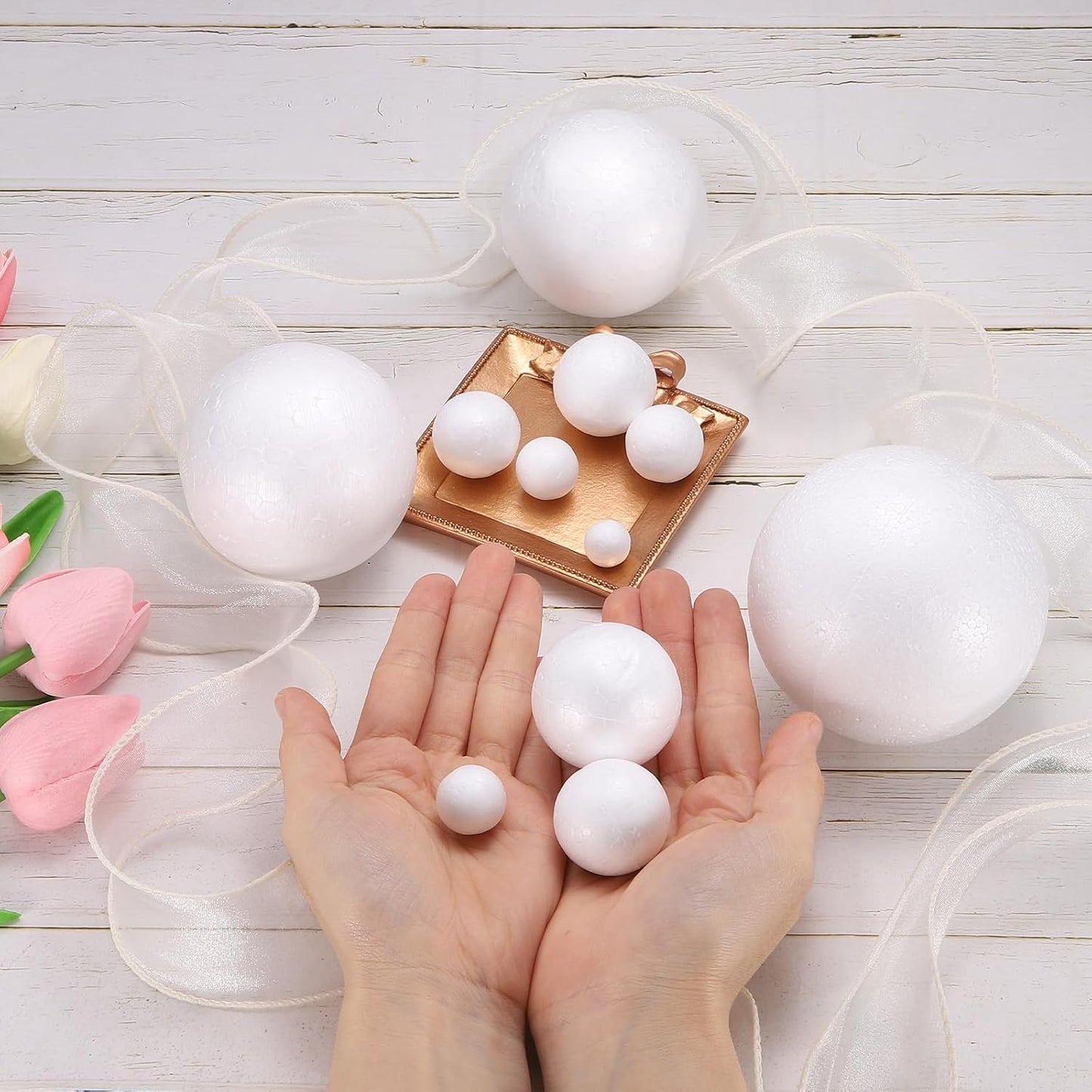 uxcell 15 Pcs White Foam Balls, 2.8 Inch Polystyrene Craft Foam Balls Solid Round Ball for Art, Household, DIY, Party Decorations