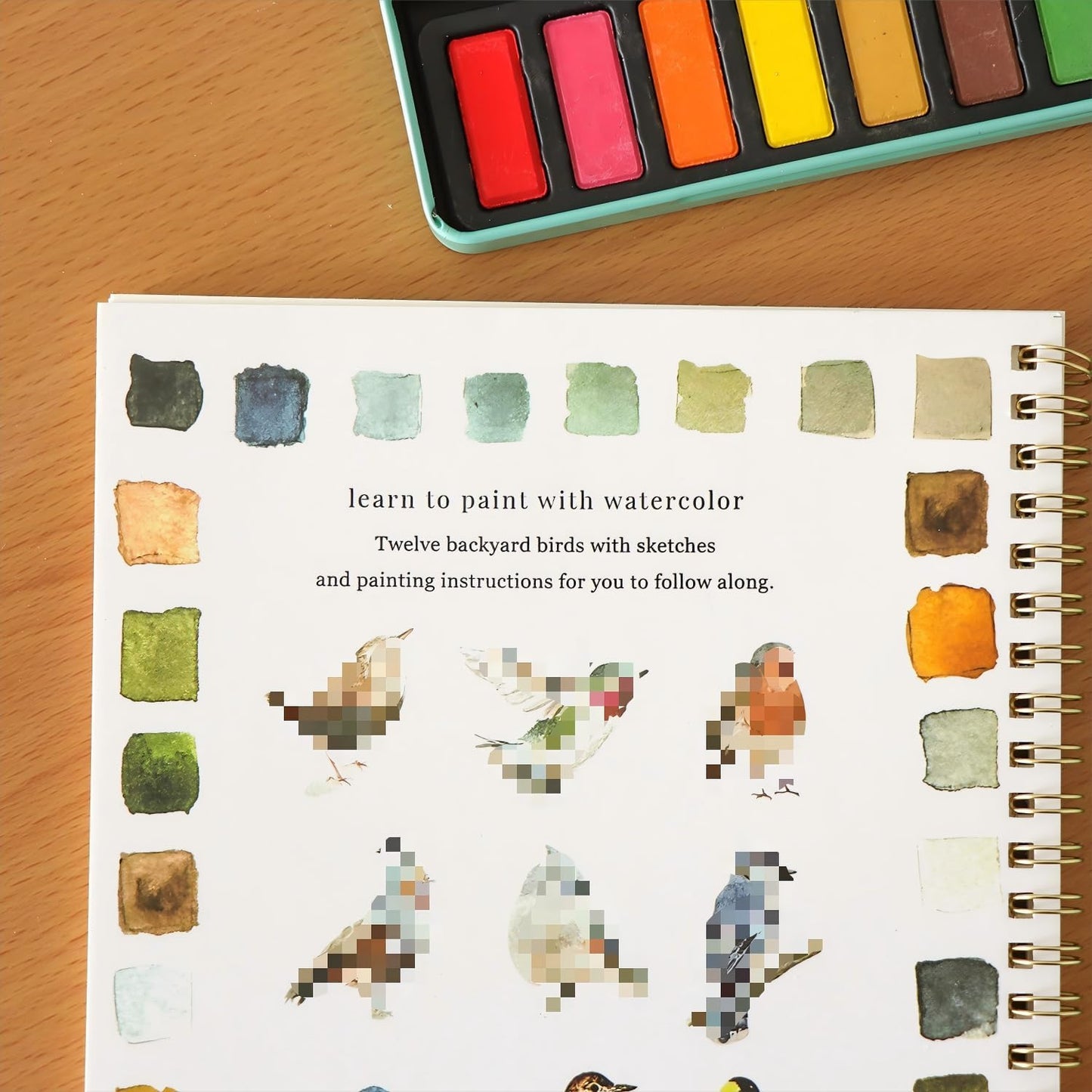 Beginner Watercolor Painting Kit Watercolor Workbook Coloring Book 12 Colors Paint Set with Brush,Easy Nature Scenes Beginner Friendly Watercolor Paint Set Gift for Adults Teens. (Christmas)