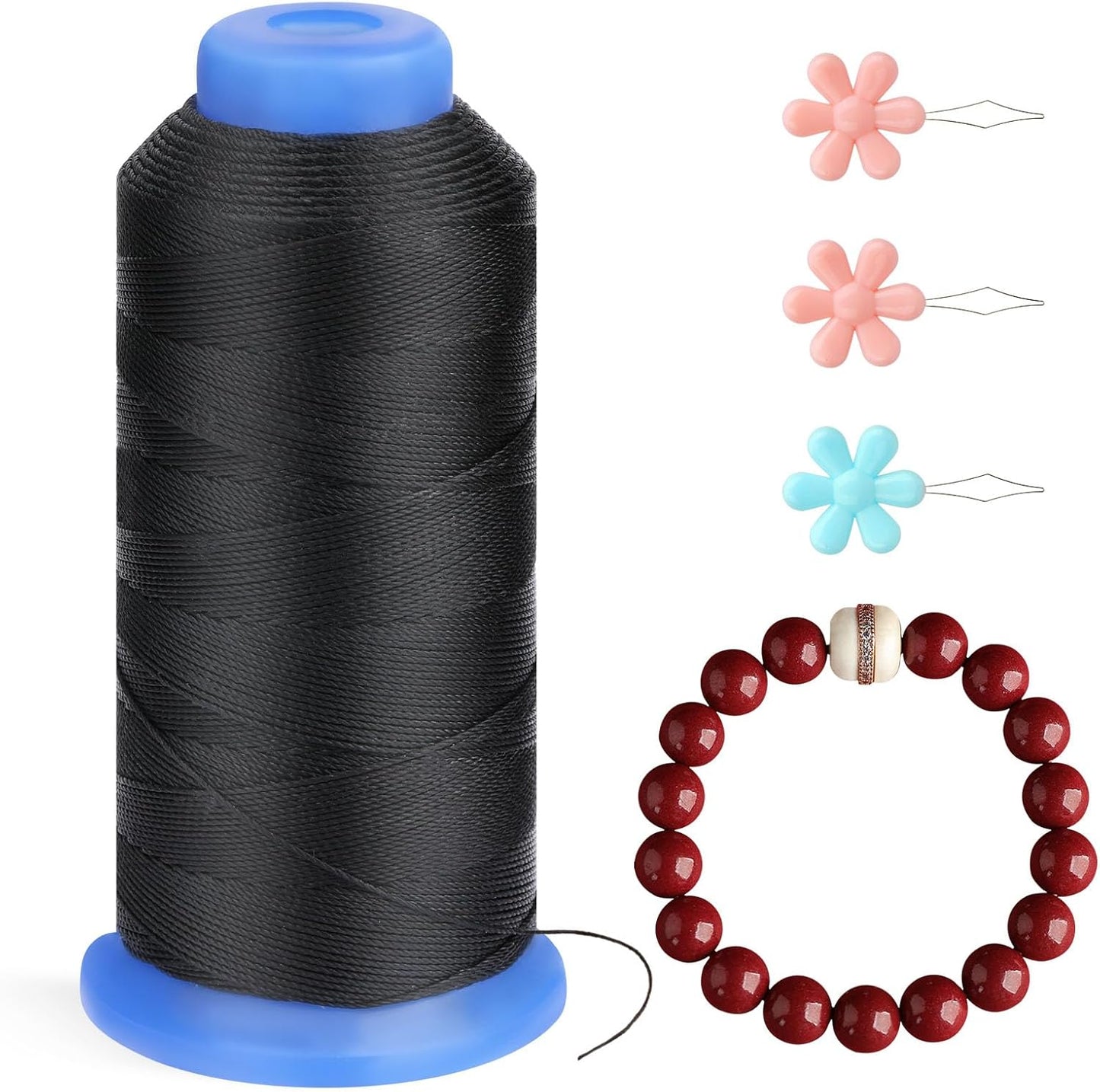 0.55mm Beading Threads, 490 Yards Round Waxed Threads Bracelet Beading Cords Waxed Polyester Cord Waxed Cord for Bracelet DIY Craft Jewelry Making Sewing Craft