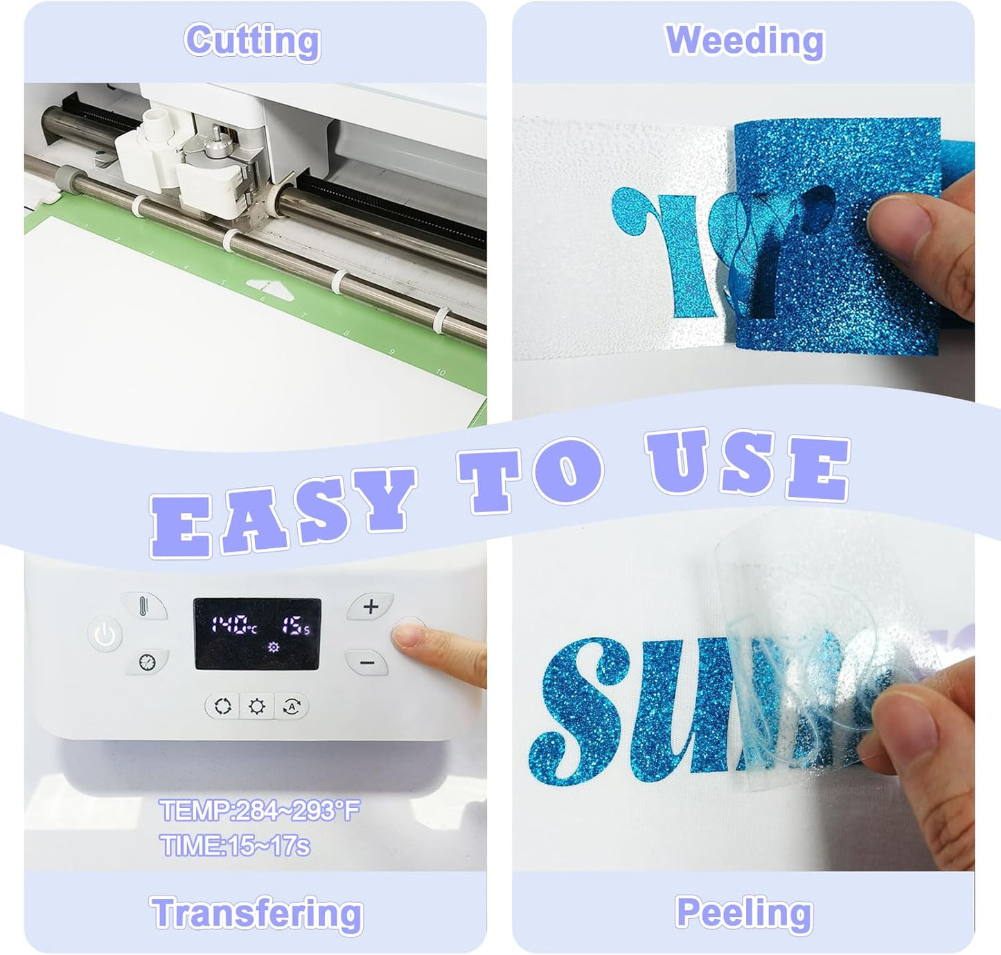 Light Green PU Heat Transfer Vinyl, 12 Pcs 12"x10" HTV Sheets – Soft & Stretchable Iron-On Vinyl, Easy to Cut & Weed, Compatible with Cricut & Silhouette – Great for DIY Family Shirts & Crafts