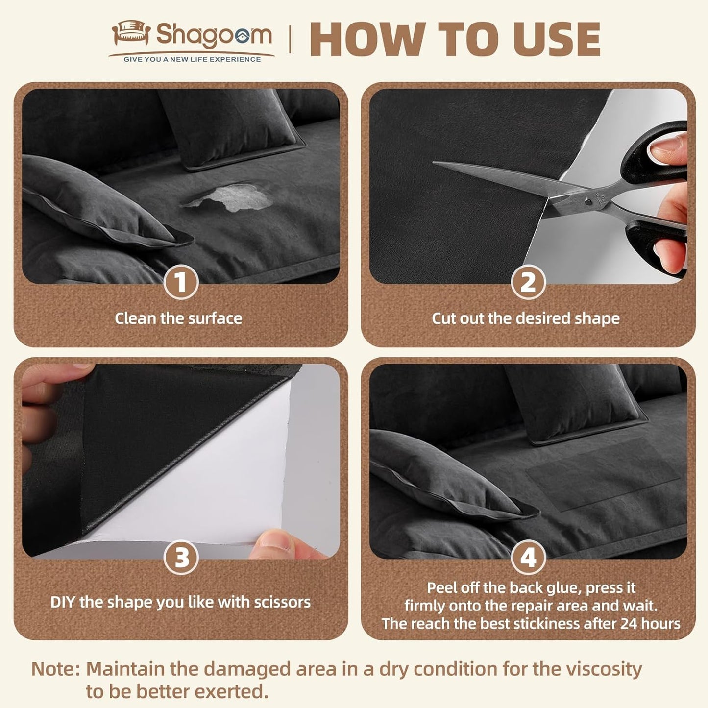 Suede Repair Patch, 17X79 Inch Fabric Large Repair Tape, Self-Adhesive Patches for Furniture, Sofa, Car Interior, Shoes, Hand Bag, Clothing (Beige, 17X79 Inch)