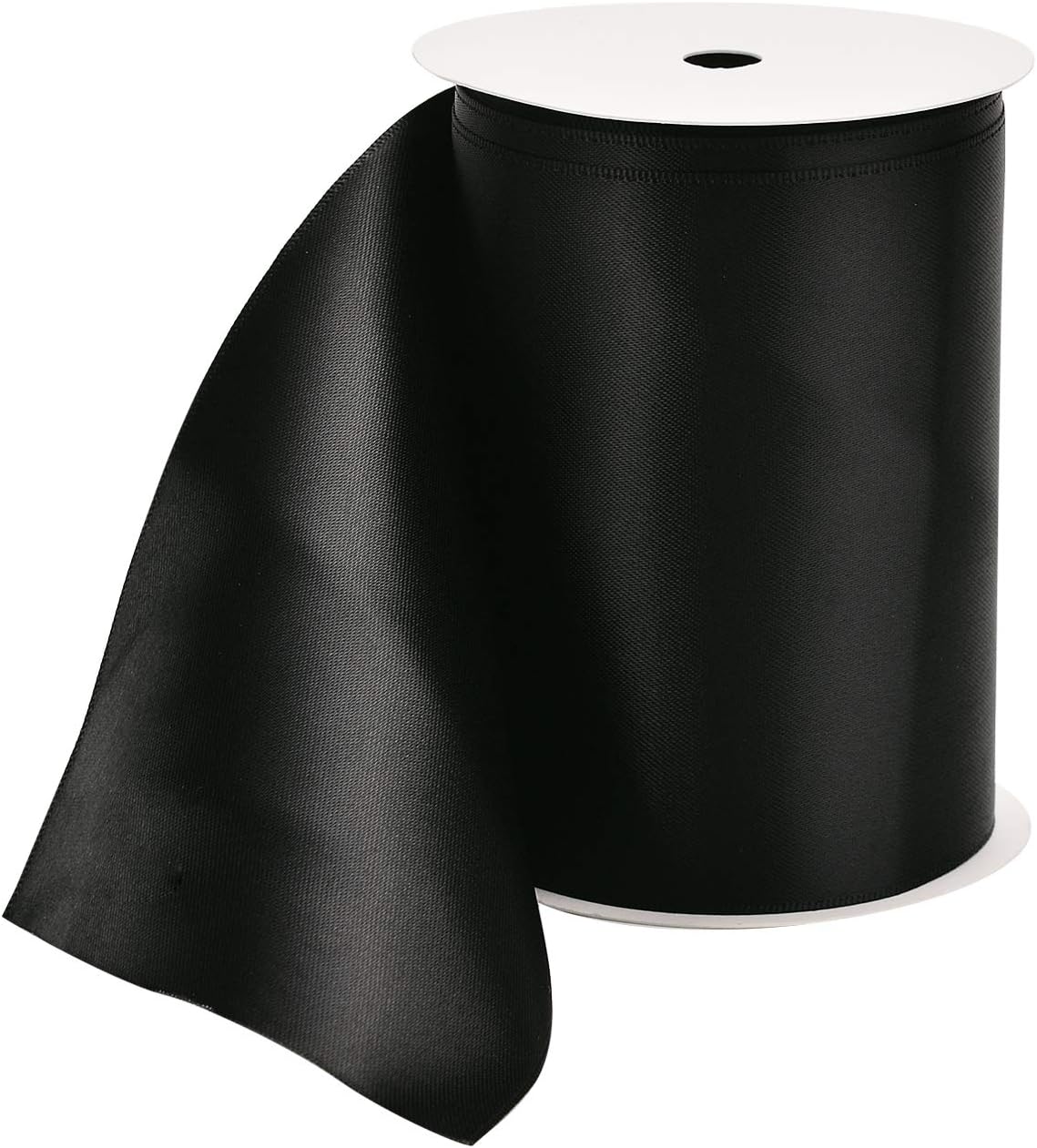 YAMA Double Face Satin Ribbon Roll - 4 inch Wide Solid Color Craft Ribbon, Great for Chair Sash,Making Bow, Sewing and Wedding Bouquet- 5 Yard/Spool, Black