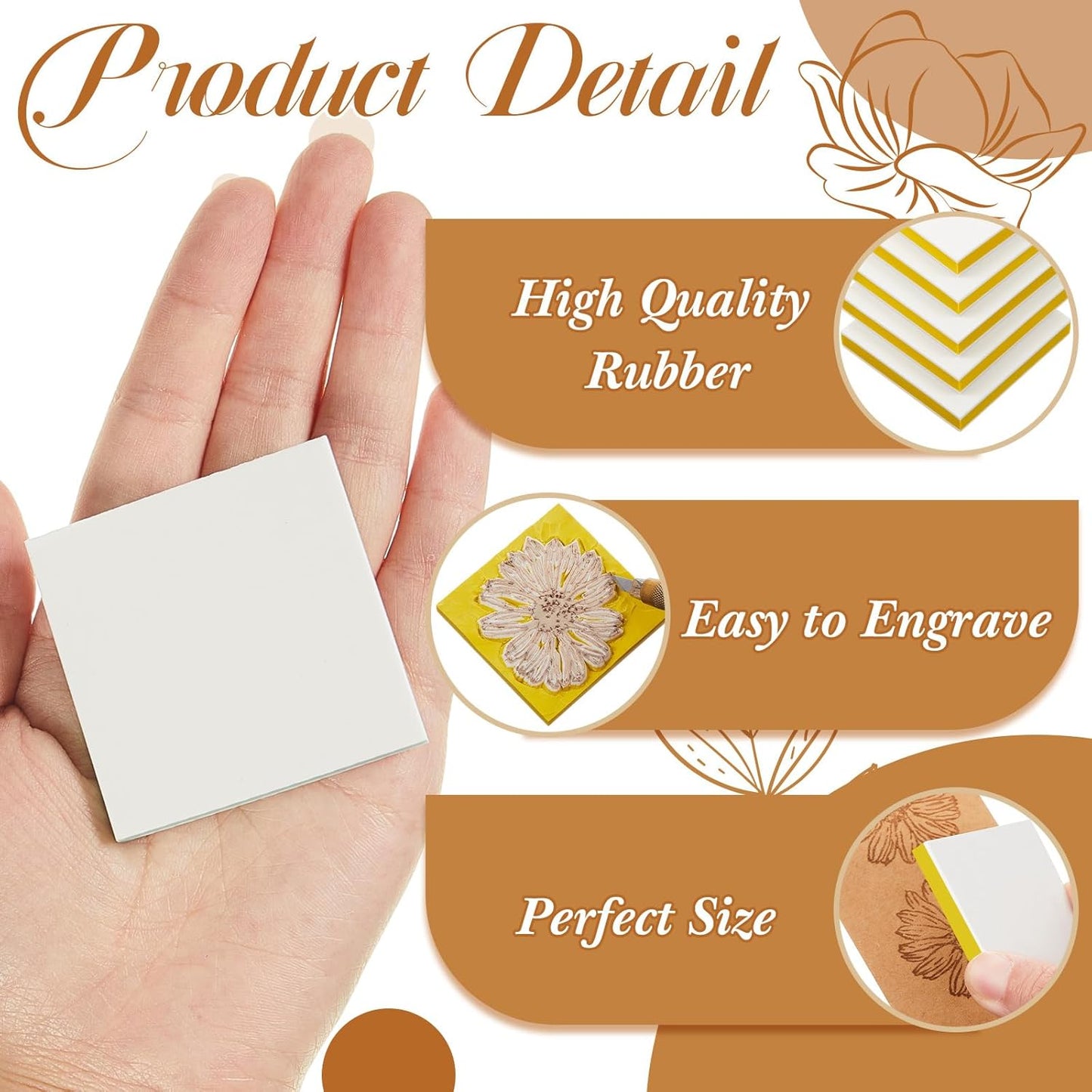 Frienda 24 Pcs 2" x 2" Rubber Carving Blocks Linoleum Blocks for Printmaking, Stamp Making, DIY Crafting, Scrapbook, Painting, Soft and Easy to Carve (White Yellow)