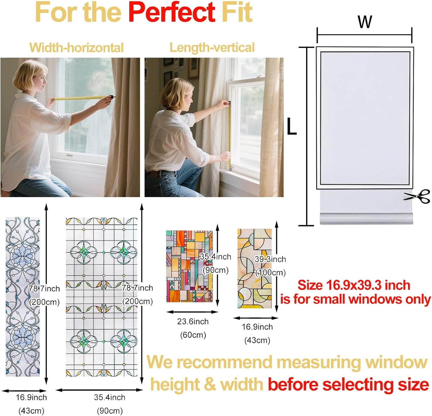 3D Stained Glass Window Privacy Film, Heat Control UV Blocking Static Cling Decorative Window Film for Bathroom,Front Door,Home Non Adhesive,16.9 x 78.7 inches Autumn Reverie