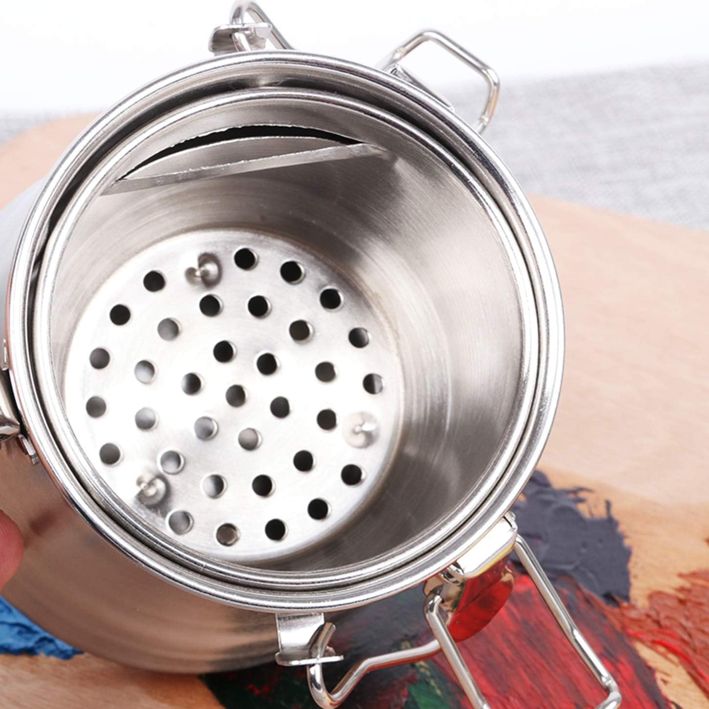 MYARTOOL Paint Brush Washer, Portable Leak-Proof Brush Cleaner with Lid and Filter Screen, 3-1/4" tall x 3" dia.