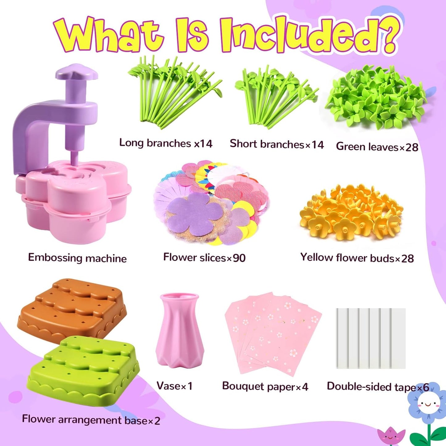 GPPNKC Flower Bouquet Craft Kit DIY Arts and Crafts Toddler Toys Flowers Market Toy Educational Fun DIY Activity Set Birthday Gift for 4 5 6 7 8+ Year Old Girls and Boys