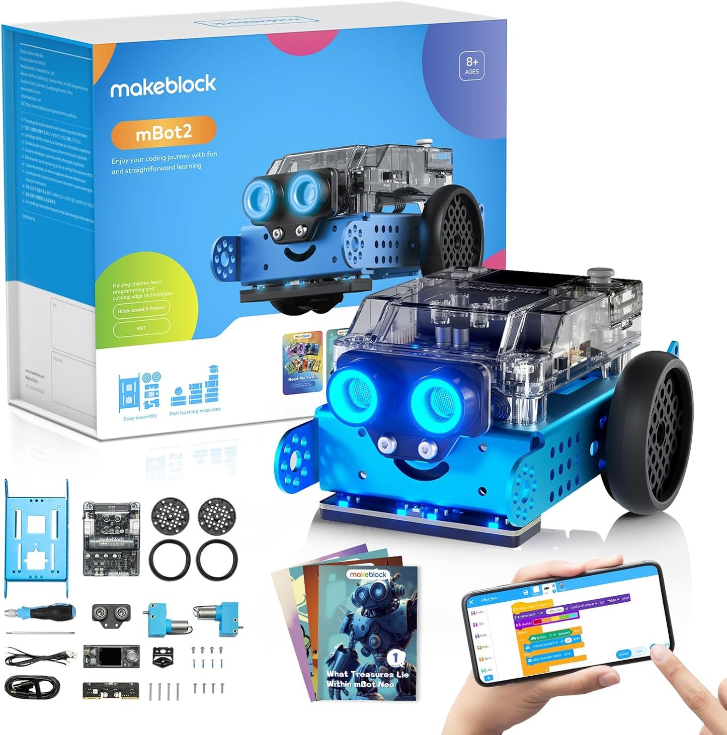 Makeblock mBot2 Coding Robot for Kids, AI Learning Support Scratch & Python Programming, Robotics Kit for Kids Ages 8-12 and up, Building STEM Robot Toys Gifts for Boys Girls