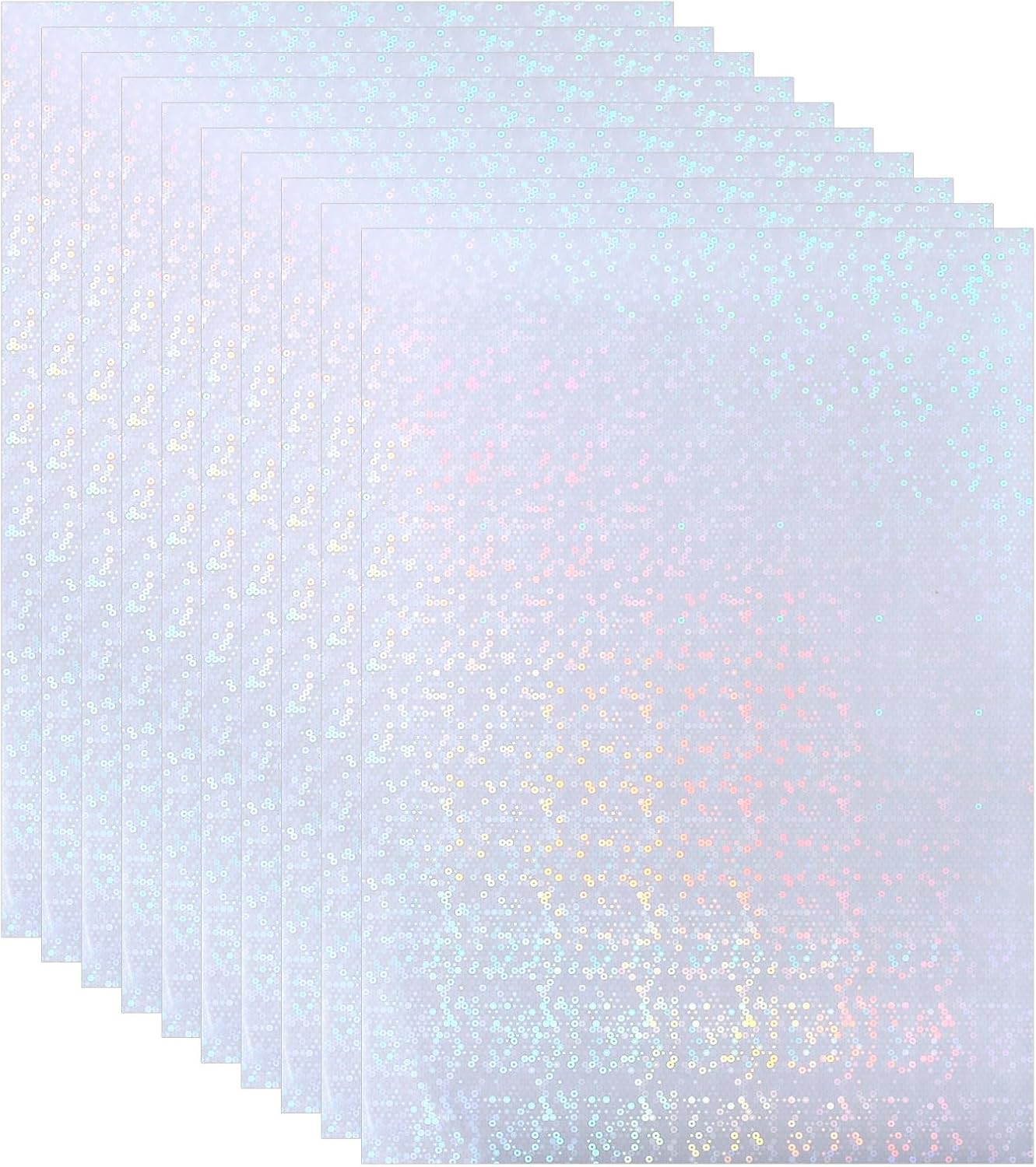 PATIKIL 11.7x8.3" Holographic Sticker Paper, 10Sheets A4 Polypropylene Self-adhesive Transparent Waterproof Laminate Overlay Film for Photo Cards Scrapbook Decorations, Circle