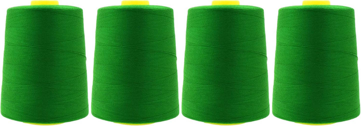 Mandala Crafts 4 Pack of Serger Threads Cones Spools - 20S/2 24000 Yards Polyester Dark Green Threads for Sergers Machine and Overlock Quilting Sewing Machine