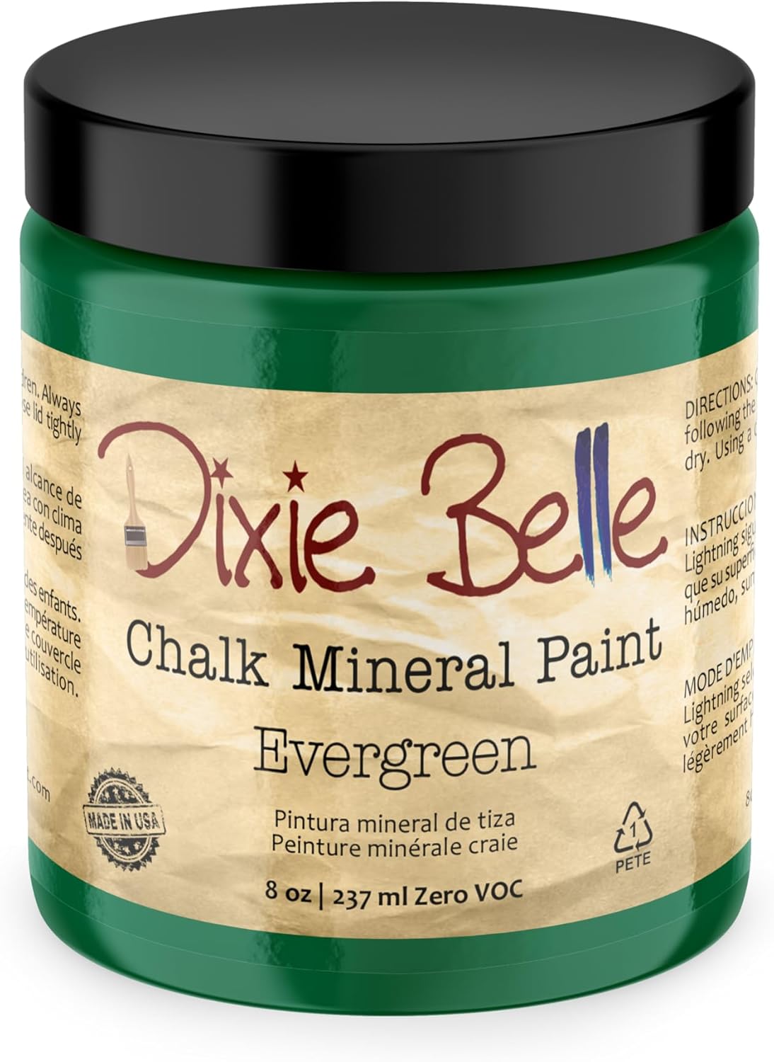 Dixie Belle Paint Company Chalk Finish Furniture Paint - Evergreen (8oz) - Matte Bold Green Chic Chalk Mineral DIY Furniture Paint