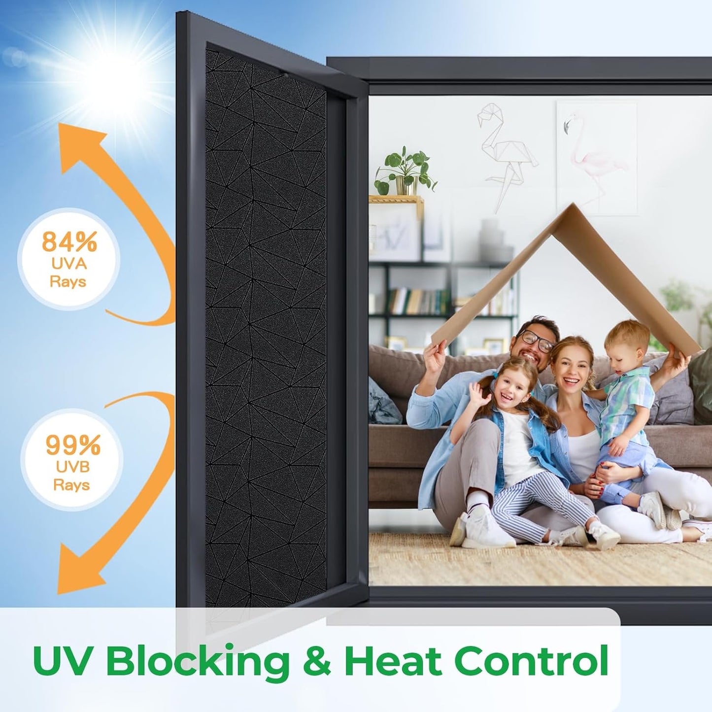 Coavas Blackout Window Privacy Film, Frosted Glass Static Cling, Decorative for Bathroom Door, UV Blocking Window Cling, Non-Adhesive Vinyl Sticker, Day and Night Windows Tint for Home,17.5x78.7 inch