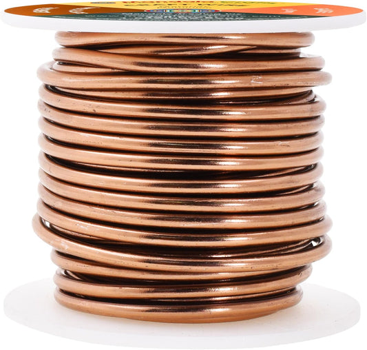 Mandala Crafts 8 Gauge Anodized Aluminum Craft Wire for Jewelry Making - 32 FT Colored Flexible Light Brown Wire - Bendable for Bonsai Armature Crafting Sculpting