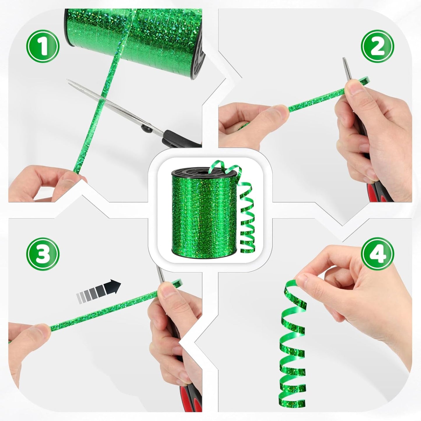 600 Yards Shiny Green Curling Ribbon 1/5 Inch Green Ribbon Thin Balloon String for Gift Wrapping, Art Crafts, Wedding Party, Halloween, Christmas