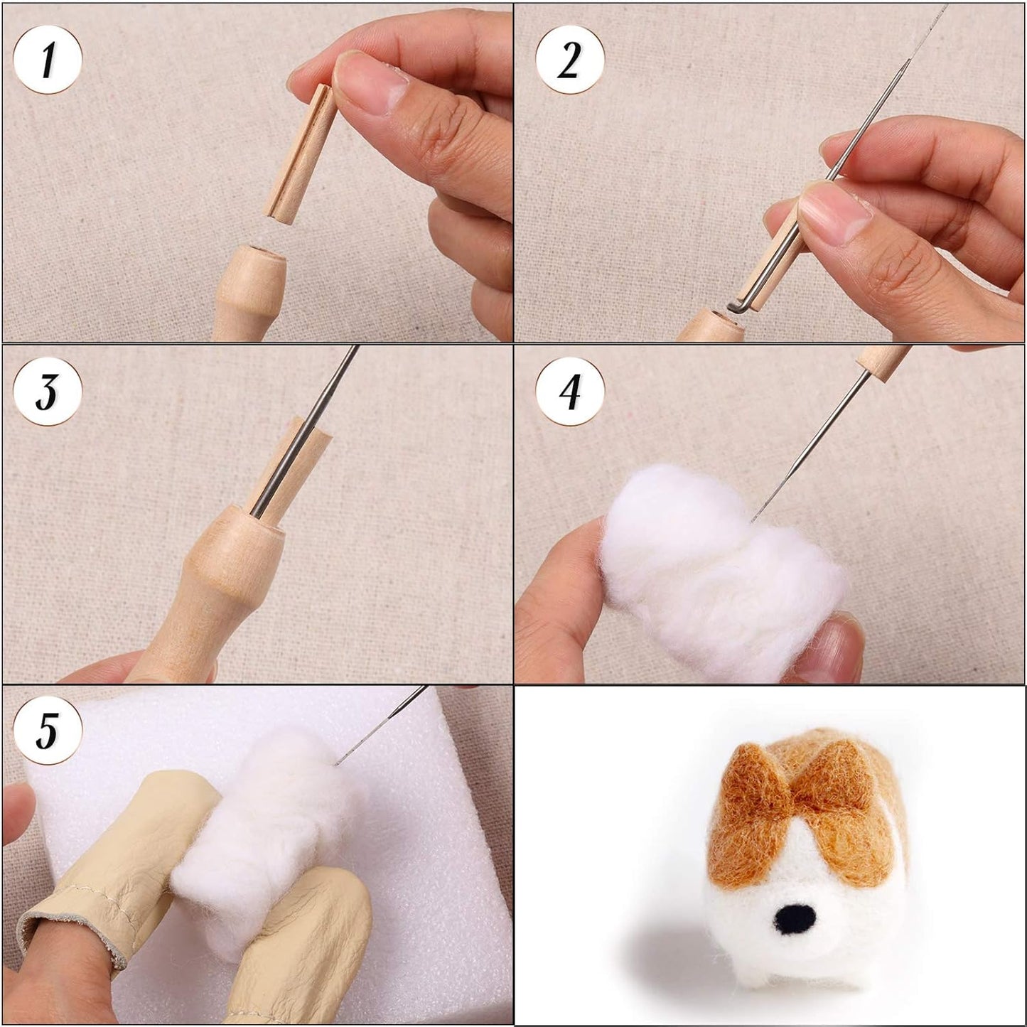 WILLBOND 10Pcs Needle Felting Kit Animals Doll Making Wool Needle Felting Starter Kit with Instruction DIY Handmade for Adult Friends Birthday Gift Home Decoration
