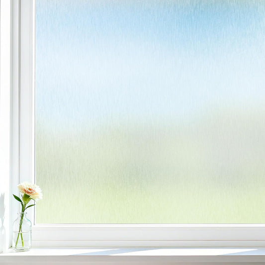 Borsky Frosted Glass Window Film - Static Cling, 96% UV Blocking Non-Adhesive Privacy Window Film, Removable Window Cling with Day & Night Privacy for Bathroom Home Office, 23.6 x 118.1 Inches, Pure