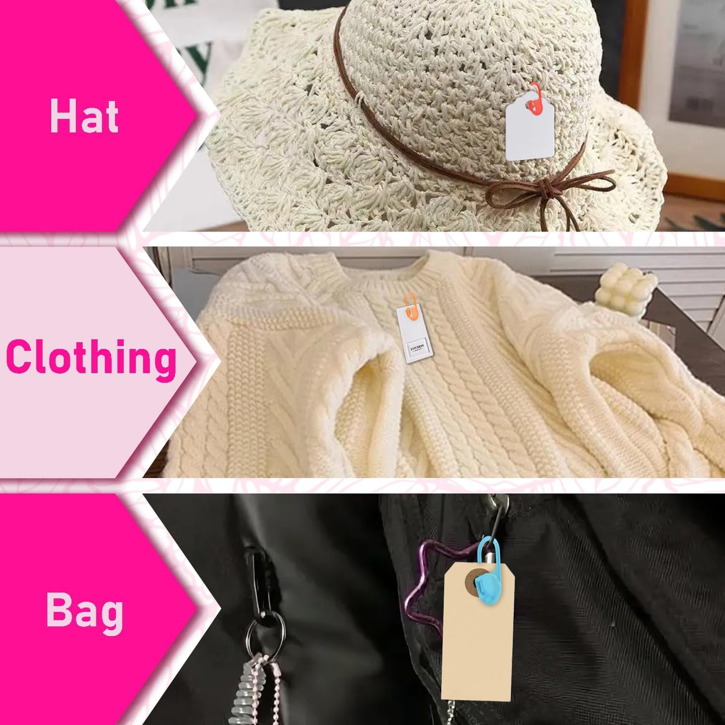 150 PCS Plastic Knitting Stitch Markers for Crocheting, Crochet Stitch Marker for Yarn Crafts Knitting Weaving Locking Plastic Safety Pins Crochet Supplies Accessories, White