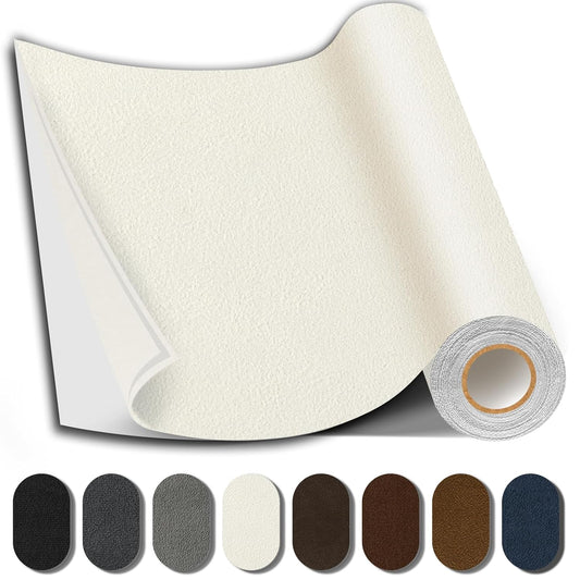 Suede Repair Patch, 17X79 Inch Fabric Large Repair Tape, Self-Adhesive Patches for Furniture, Sofa, Car Interior, Shoes, Hand Bag, Clothing (Beige, 17X79 Inch)