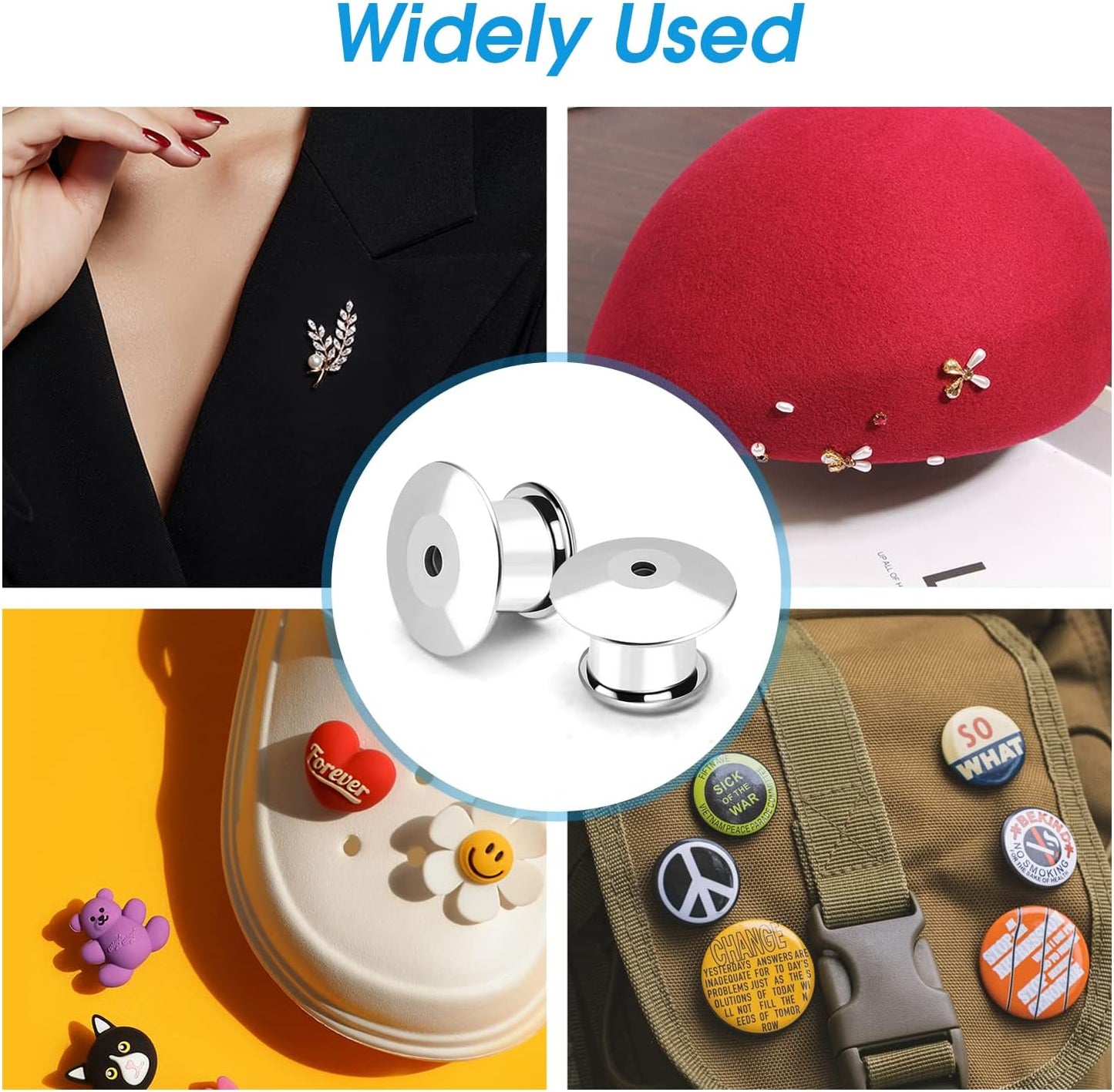 40PCS Locking Pin Back Locking Pin Keeper Clasp, Metal Pin Backing for Brooch Enamel Lapel Pin Lock