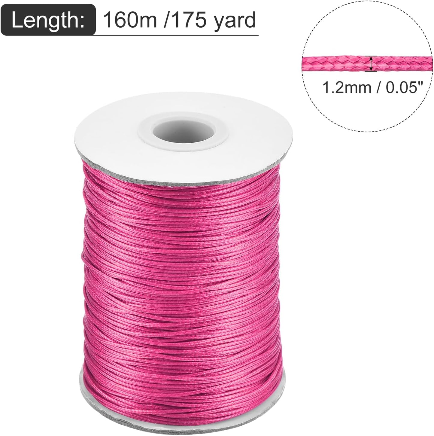 MECCANIXITY Waxed Cord 1.2mm Waxed Polyester Cord 175 Yard Wax String for Bracelet Making,Necklaces, Beading,Jewelry Making and DIY Crafts(Light Rose Red)