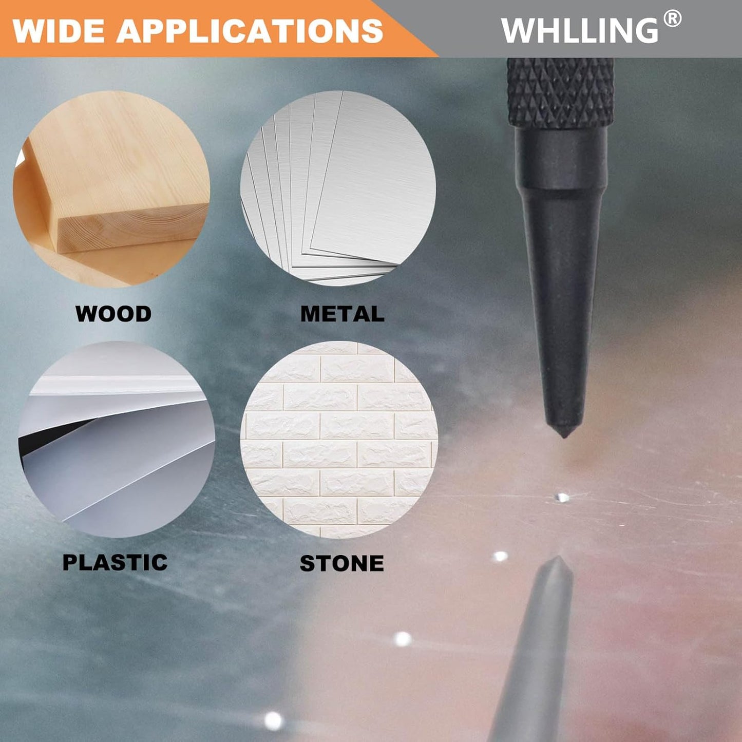 4-Piece Nail Setter Punch and Center Punch Set, Made of High Quality Metal Material with Knurled Grip Includes 1/32", 1/16", 3/32", 1/8" Black-Finished Nail Set