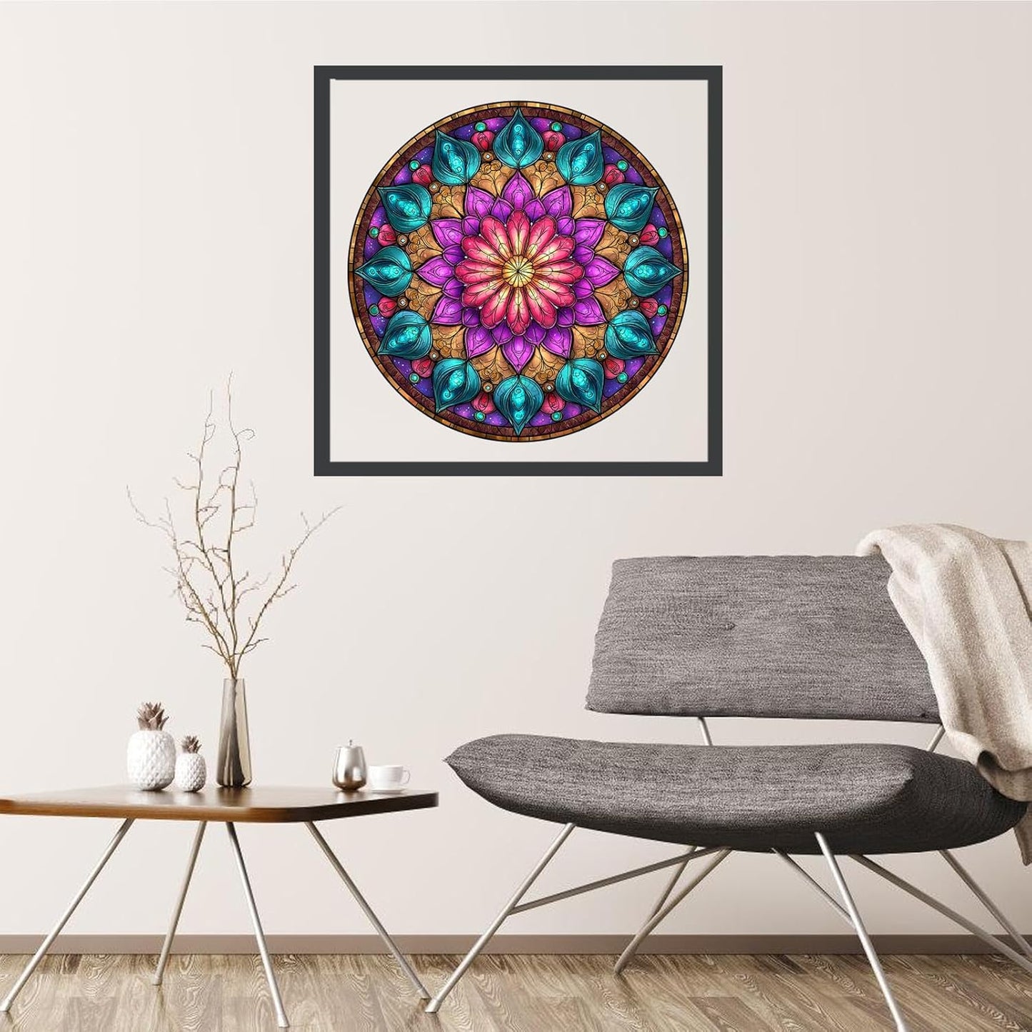 Wooden Puzzles for Adults, Mandala Puzzles 200 Pieces, Unique Shaped Jigsaw Puzzles for Adults and Kids, Birthday Gifts Fun Challenge Family Game 11.2'' x 11.2''