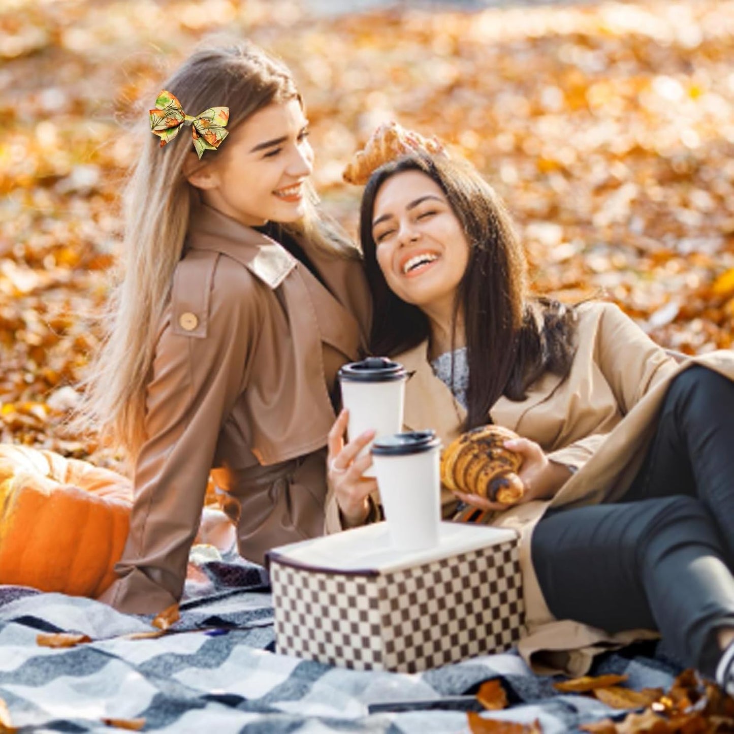 Threetols 2 Rolls 10 Yards Fall Wired Edge Ribbons, 2.5inch Orange Plaid Burlap Ribbon, Autumn Maple Leaves Ribbon for Harvest Thanksgiving Party DIY Craft Fall Wreath Bow Decor