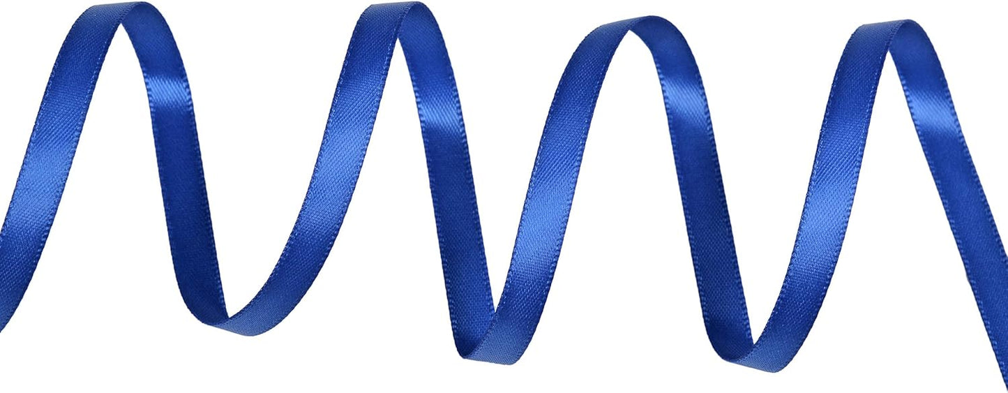 YAMA Royal Blue Double Faced Satin Ribbon 1/4 Inch 25 Yards Thin Royal Blue Ribbon for Gift Wrapping Crafts Hair Bows Wedding Party Decoration