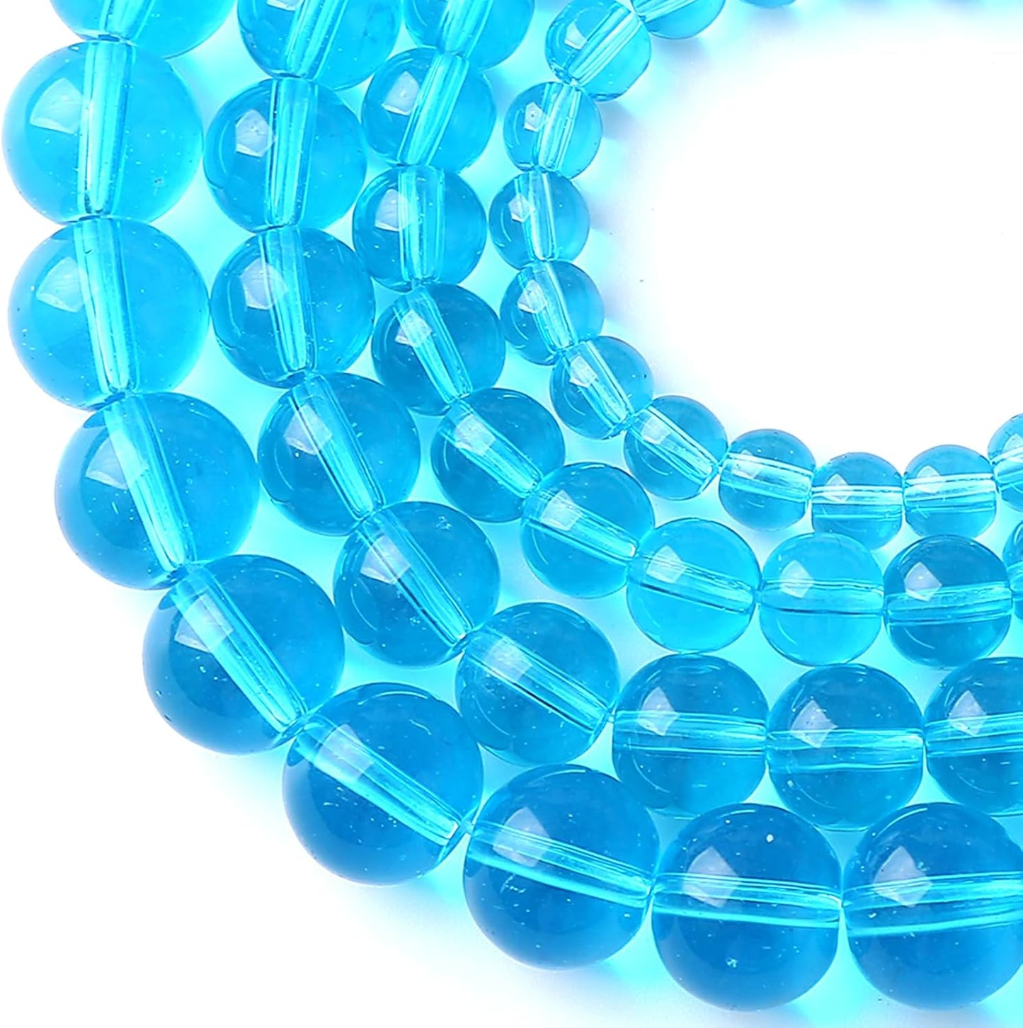 6MM Lake Blue Glass Beads Natural Gemstone Round Loose Stone Beads for Jewelry and Bracelets Making 120pcs 2 Strands 32"