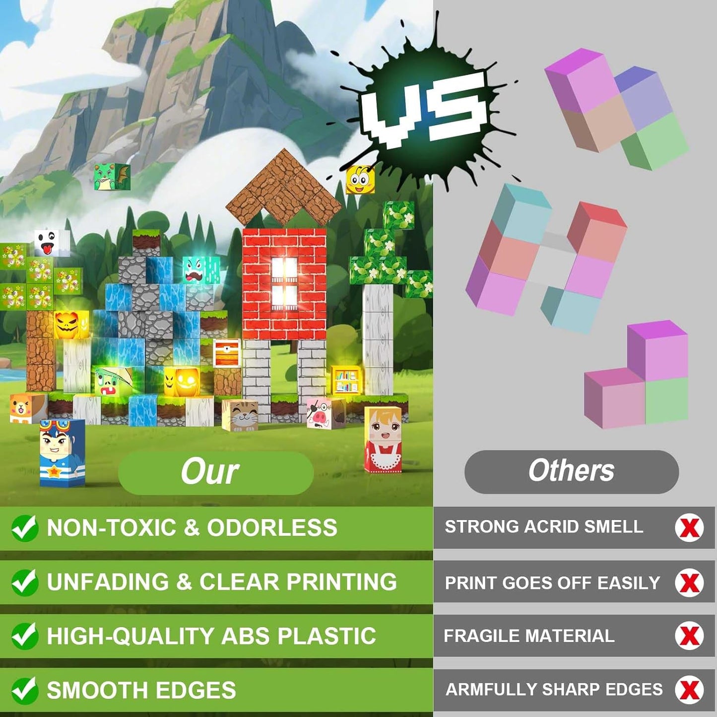 Magnetic Blocks 100 PCS Magnetic Building Blocks, 3+ STEM Montessori Sensory Toys, Magnetic Cube for for 3 4 5 6 7 8 9 10 11 12 8-12 Years Old Boys & Girls Birthday Gifts