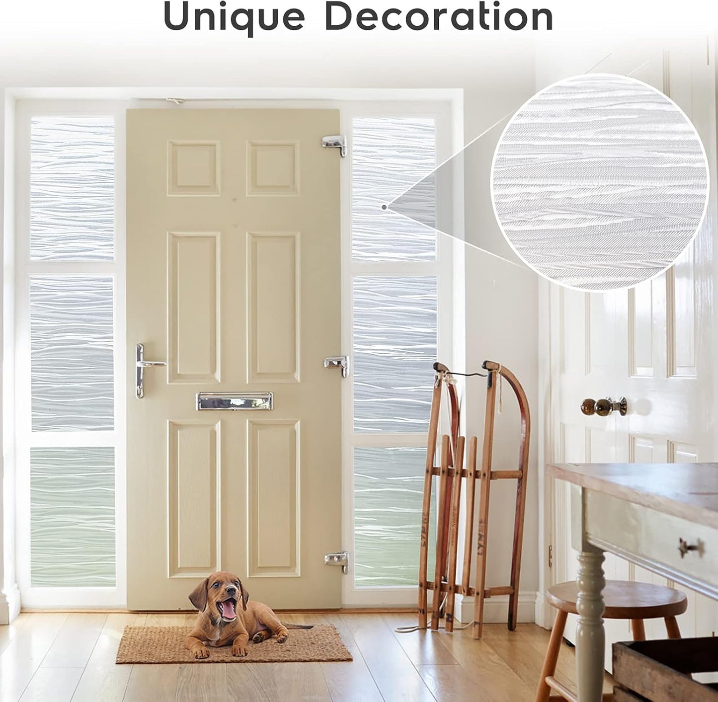 rabbitgoo Window Privacy Film Frosted Glass Film Removable Vinyl Door Coverings UV Blocking Decorative Static Cling Non-Adhesive Window Clings Sticker for Home Decor, 23.6 x 78.7 Inches