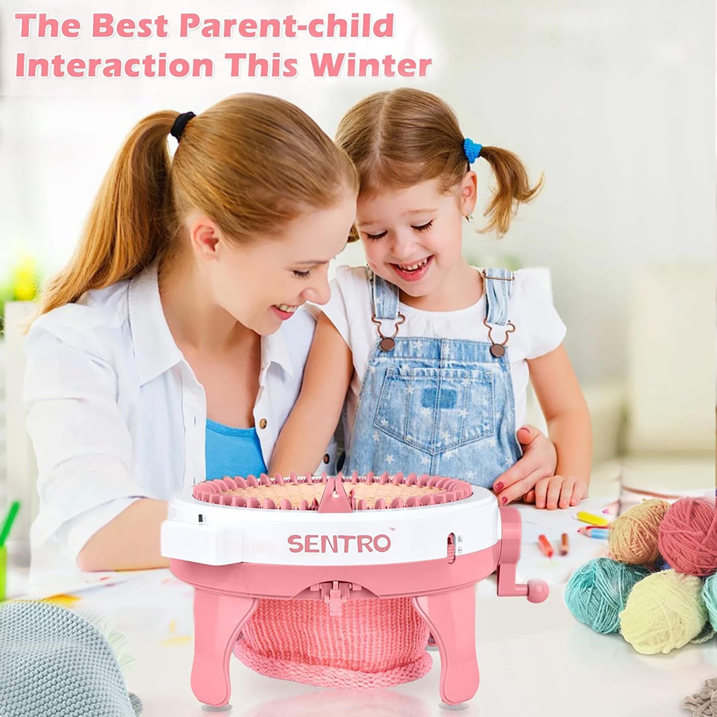 SENTRO Knitting Machine 48 Needles, Smart Knitting Crochet Machine, Double Crocheting Machine Kit,Circle Knit Loom Machine with Row Counter and Hand Crank