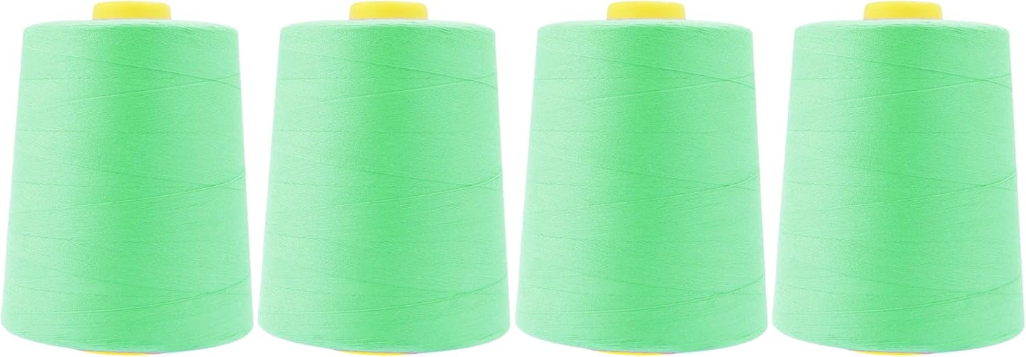 Mandala Crafts 4 Pack of Serger Threads Cones Spools - 20S/2 24000 Yards Polyester Seafoam Green Threads for Sergers Machine and Overlock Quilting Sewing Machine