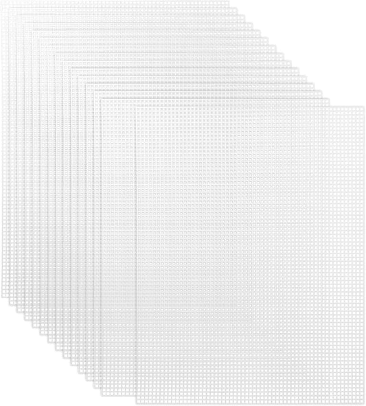 Pllieay 15 Pieces 7 Count Plastic Mesh Canvas Sheets, Eye Mesh for Embroidery, Acrylic Yarn Crafting, Knit and Crochet Projects, Make Dividers (10.5 x 13.5 inch, White)