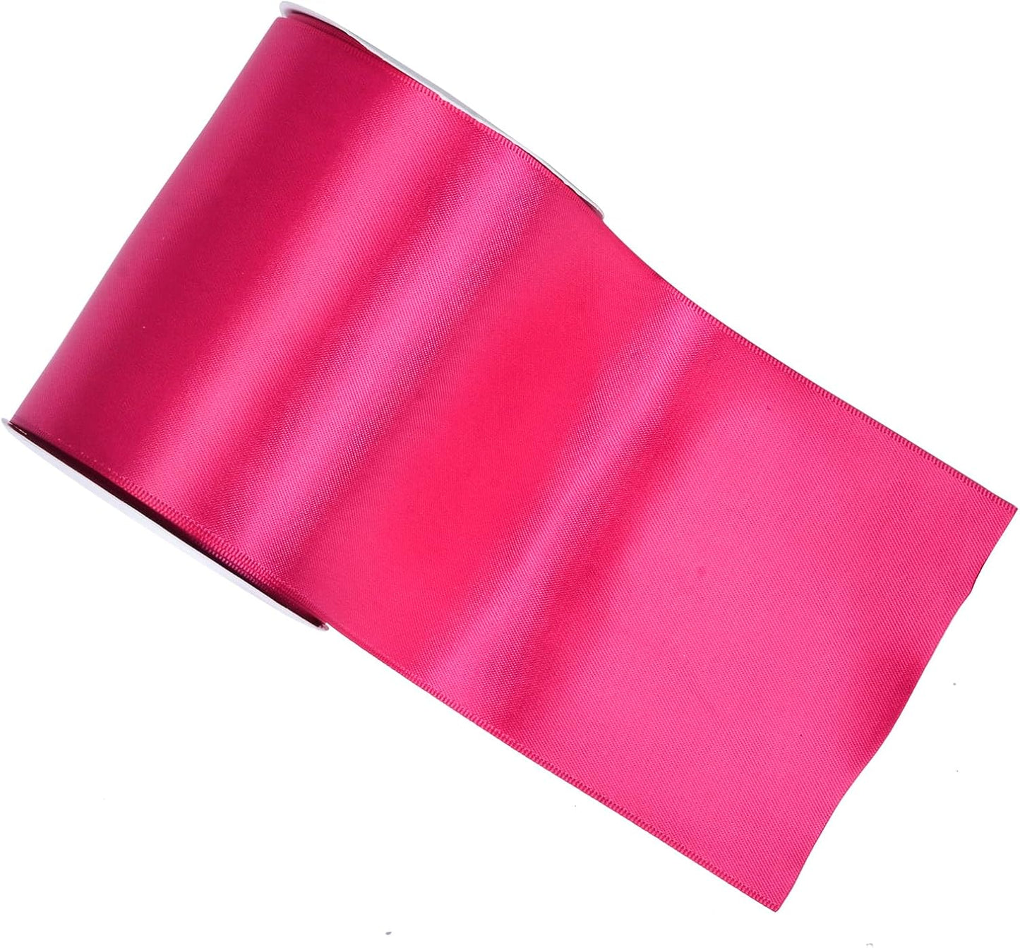 YAMA Hot Pink Double Faced Satin Ribbon, 4 Inch 5 Yards, Great for Crafts Bows Flower Bouquet Wedding Home Decor Gift Wrapping