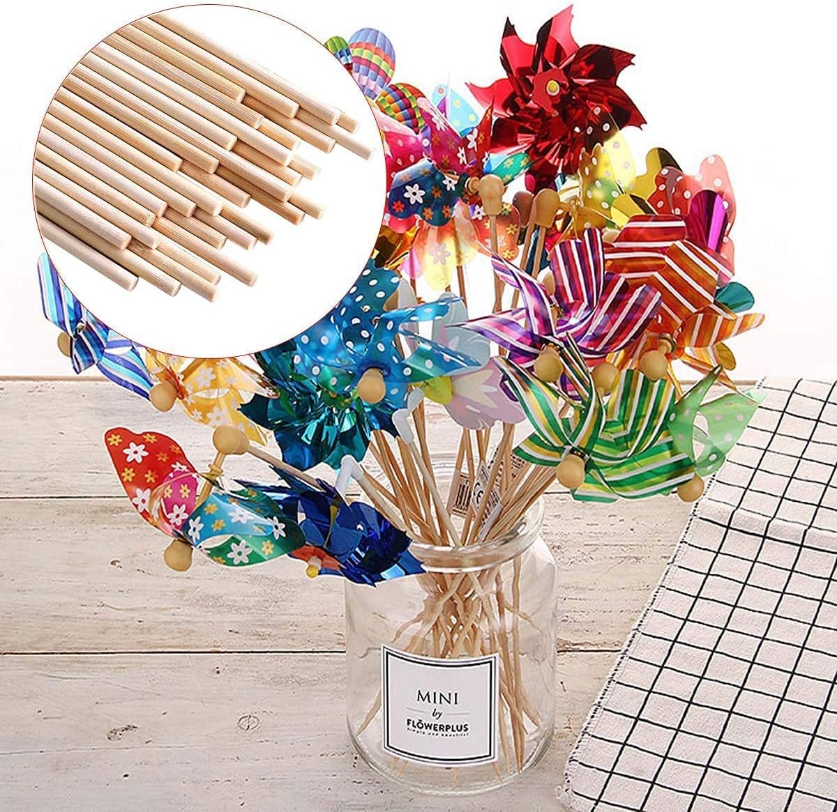 HOPELF 25PCS Wooden Dowel Rods - 1/4 x 6 Inch Bamboo Sticks - for Crafts, Cake Dowels and DIY Projects