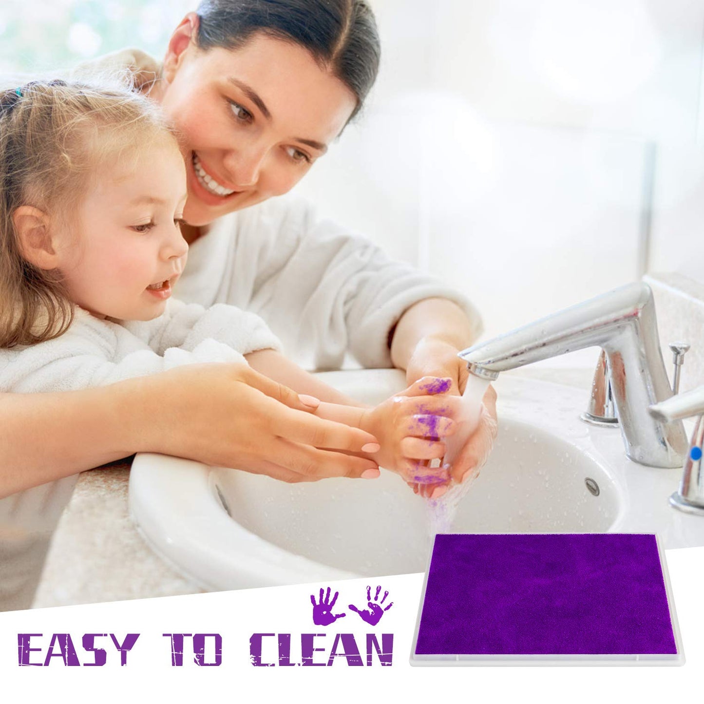 Ink Pad, 5x4'' Washable Non-Toxic Ink Stamp Pad for Baby Footprint Handprint, Purple