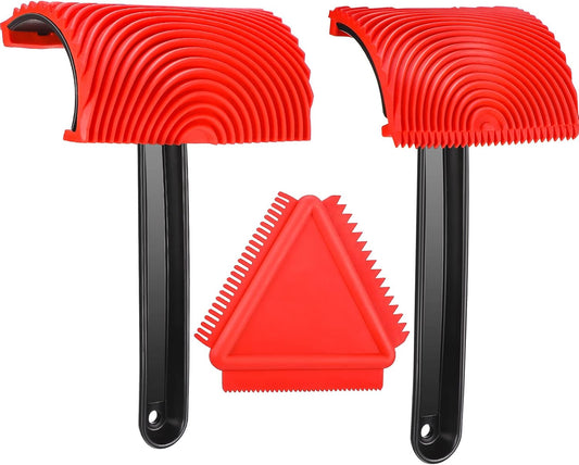 Honoson Set of 3 Wood Graining Tool Wood Graining Painting Tool Set DIY Texture Rubber Empaistic Roller for Household Wall Room Art Paint Decoration