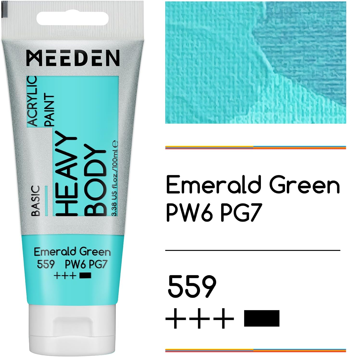 MEEDEN Acrylic Paint Emerald Green: Bundled with Titanium White Color - 100ml/3.38oz x 2 Bulk Heavy Body Acrylic Paint Tube for Art Craft Painting