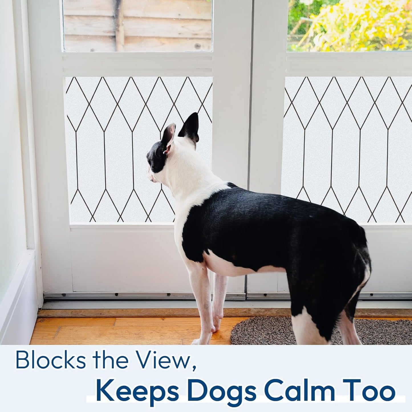 rabbitgoo Window Privacy Film for Glass Windows, Frosted Glass Cling with Decorative Moroccan Lattice, Removable Heat Control Sun Blocking Door Covering Sticker for Home Bathroom, 11.8 x 157.4 inches