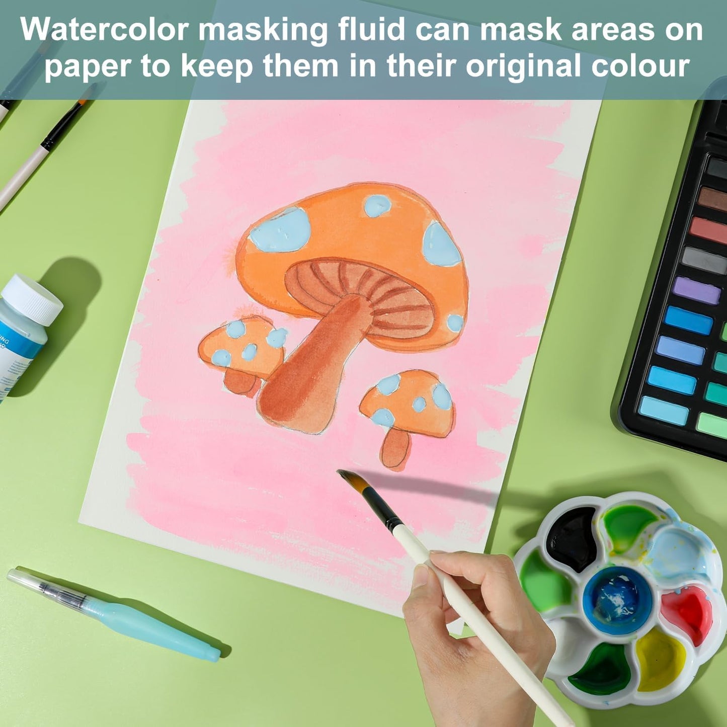 Liquid Latex Art Masking Fluid(5.3 fl oz) for Watercolor, Gouache Painting, Ink & Illustration, Arts Projects & Crafts Supplies Drawing Gum,Set of Two Bottles, Blue