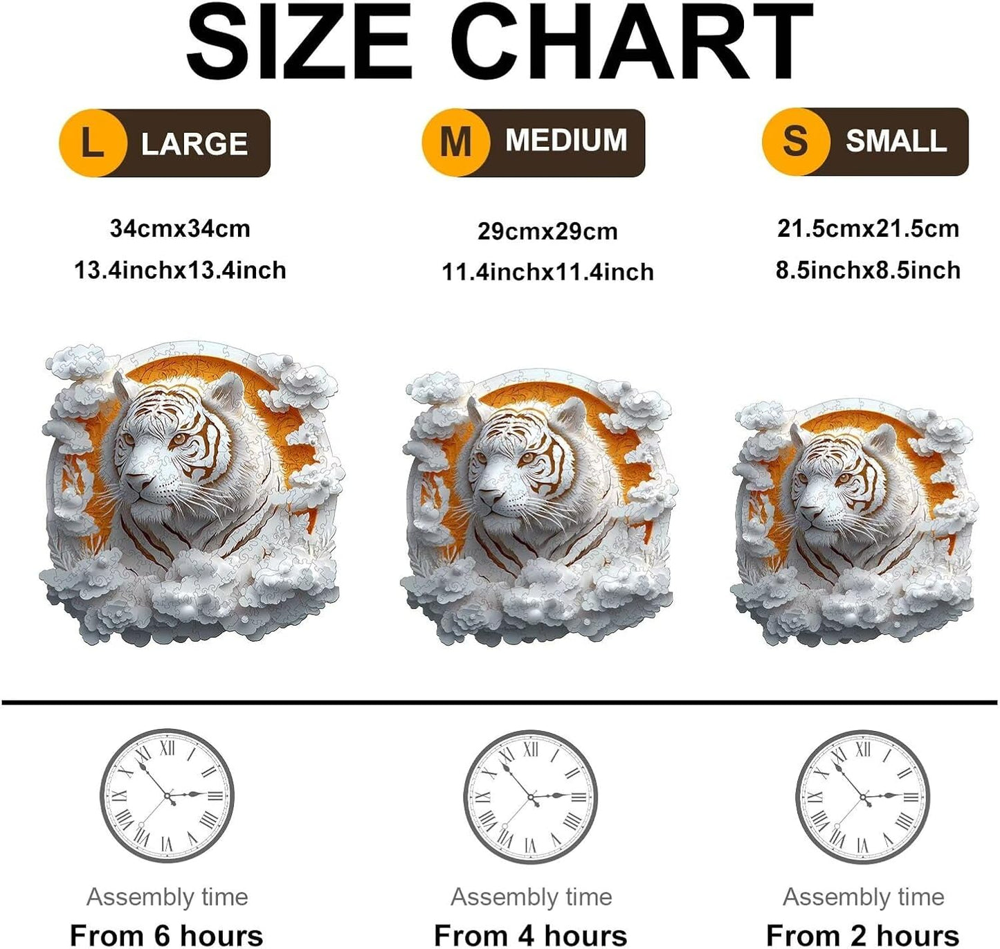 Wooden Puzzles Adults, 3D Paper Tiger Wooden Puzzles 300 Pieces, Unique Animal Shaped Wood Challenging Jigsaw Puzzles Gifts for Adults, 13.4x13.4in