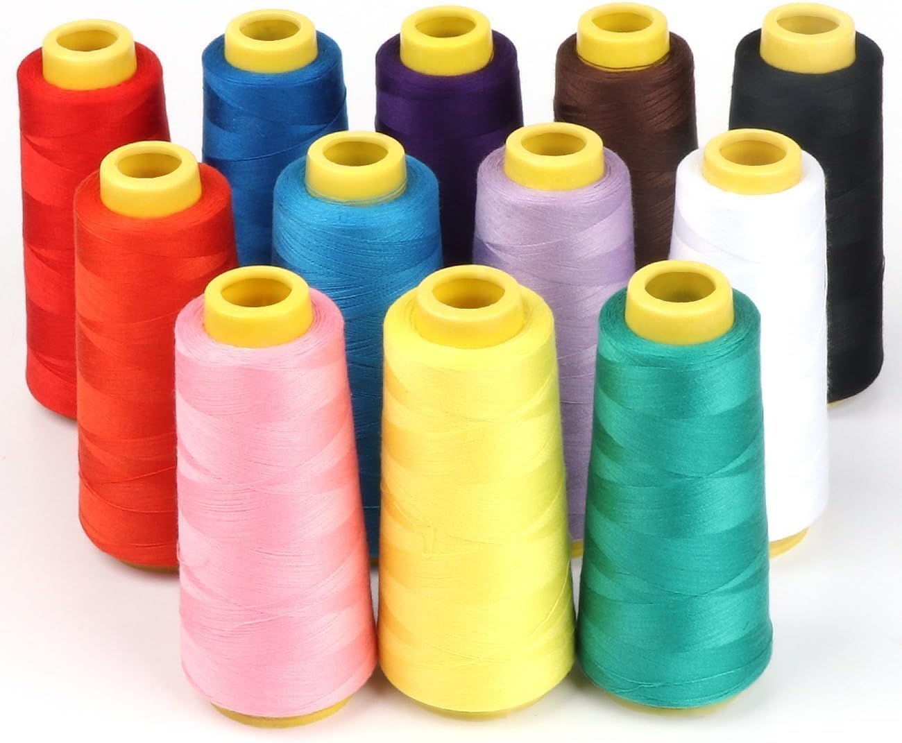 AK TRADING CO. 4-Pack NEON Green All Purpose Sewing Thread Cones (6000 Yards Each) of High Tensile Polyester Thread Spools for Sewing, Quilting, Serger Machines,Overlock, Merrow & Hand Embroidery