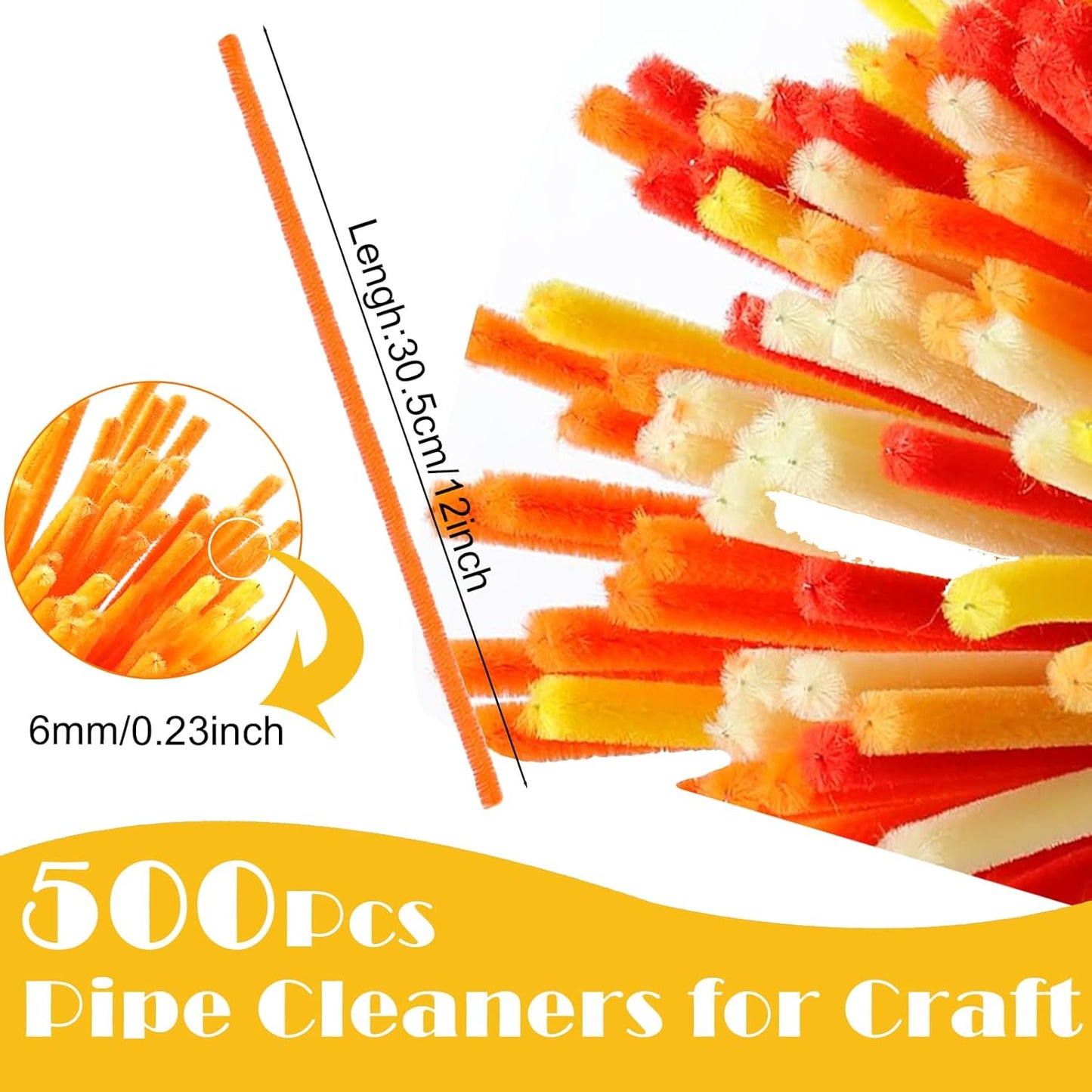 Veramz 500PCS Pipe Cleaners Craft - Orange Pipe Cleaners Craft Bulk Supplies,Chenille Stems for Kids and Adults DIY Arts Crafts Project