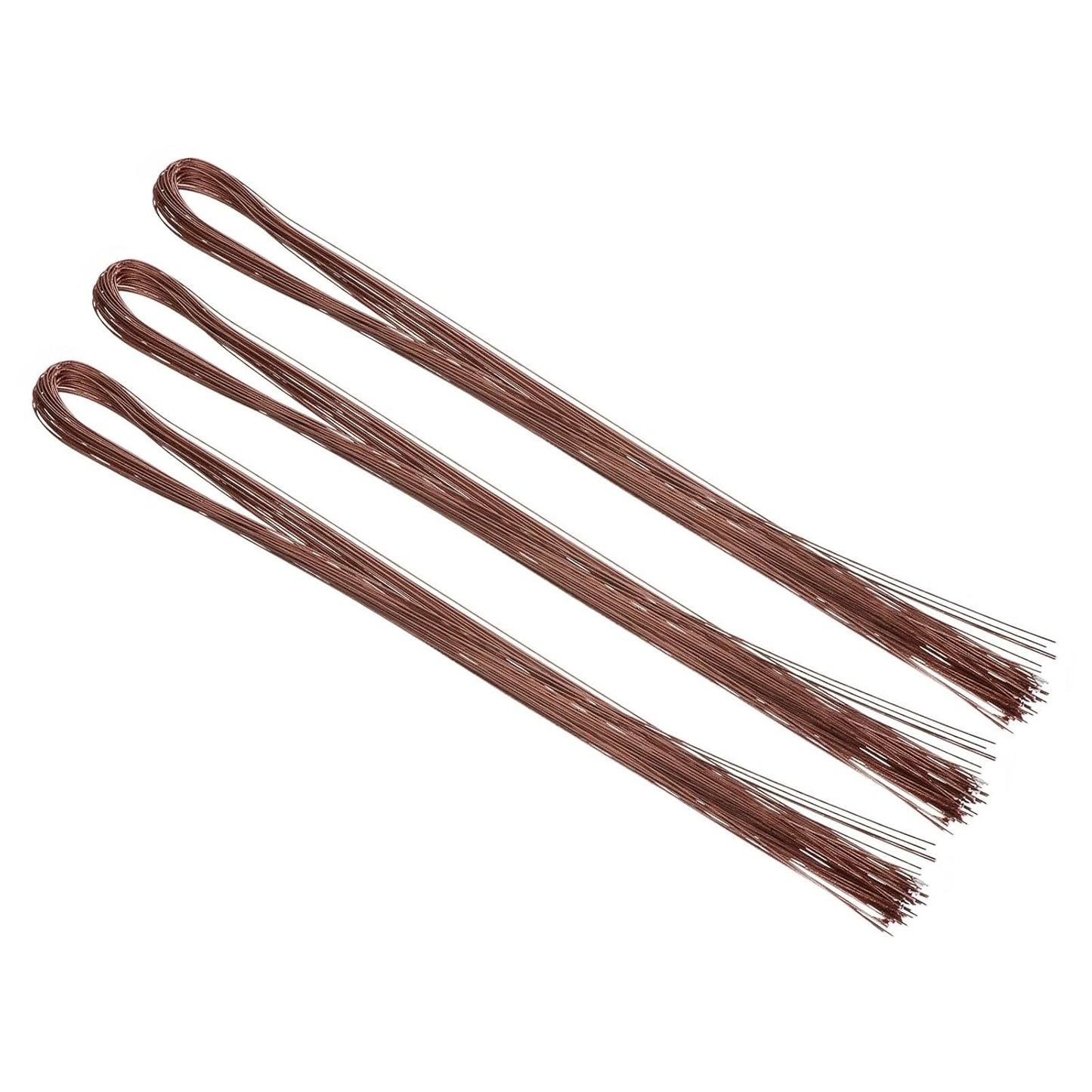 PATIKIL 32 Inch 22 Gauge Floral Stem Wire, 3 Pack/120 Pieces Bouquet Stem Paper Wrapped for DIY Crafts Flower Arrangements, Coffee