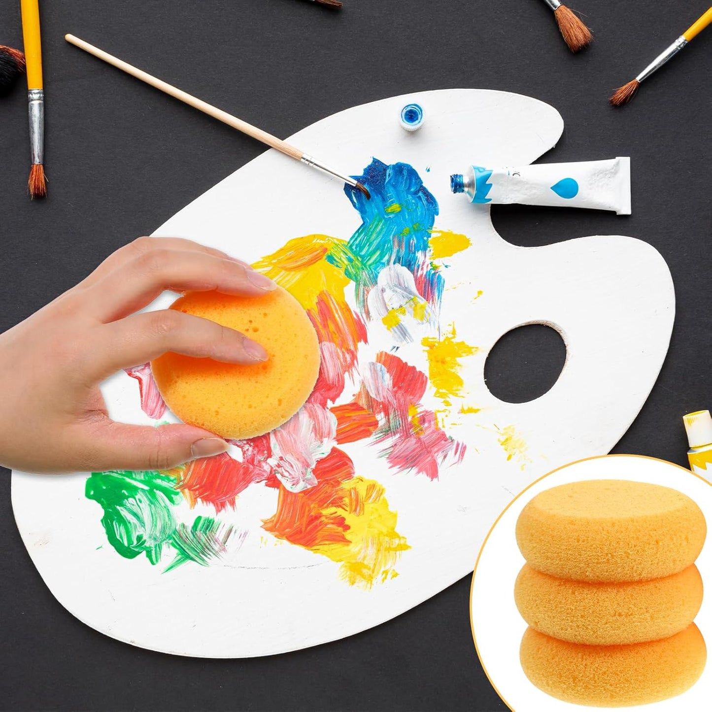 12 Pcs Round Pottery Sponges, Elasticity Clay Sponge Water Absorption Tack Sponges for Kitchen Shoes Leather Care Painting Crafts, Ceramics